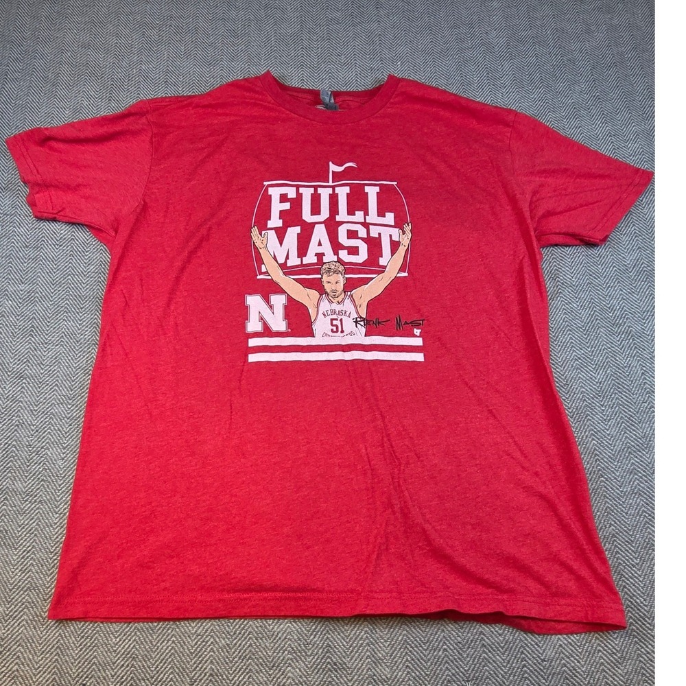 BreakingT Nebraska Cornhuskers Rienk Mast Full Mast Red Graphic Tee Shirt XL
